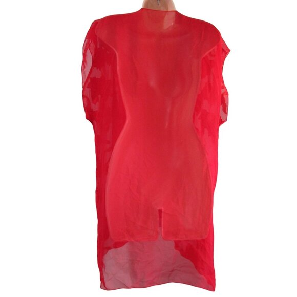 Vintage Shirley of Hollywood Open Robe Cover Up Sheer Red Lace One Size GUC - Picture 3 of 12